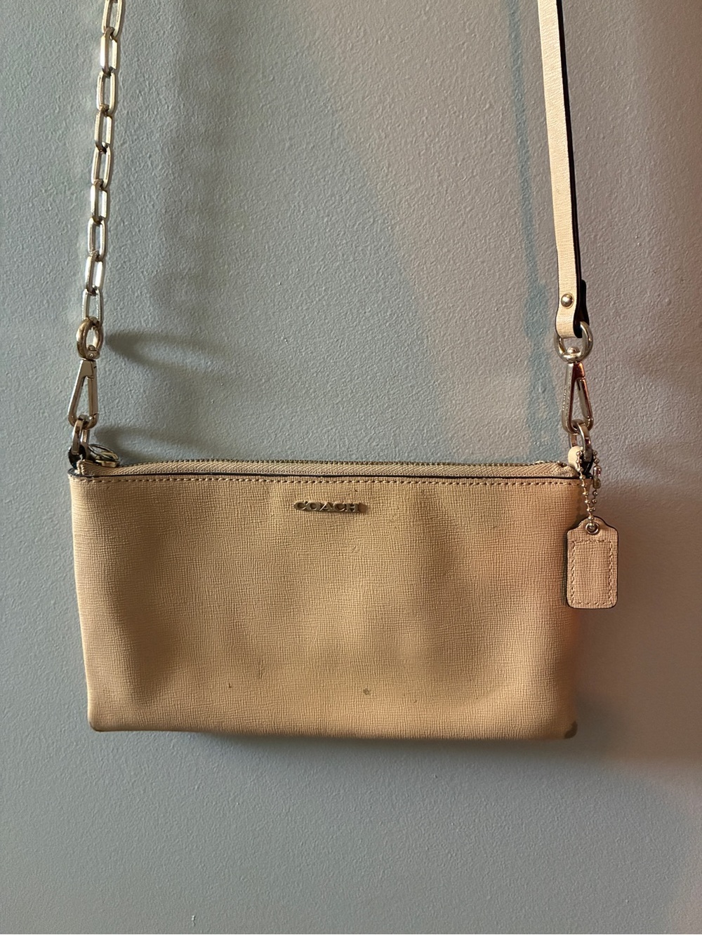 Coach Small Crossbody Bag in Beige Cream with Gold Hardware